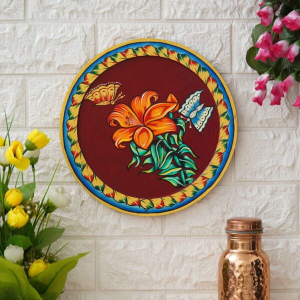 Handcrafted Pichwai Floral Wall Plate Pichwai Painting - Image 5
