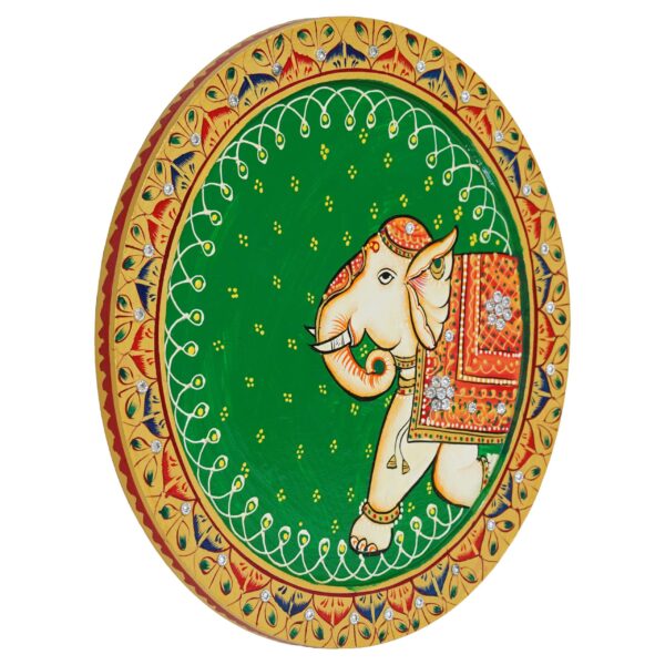 Hand-Painted Pichwai Wall Plate - Traditional Elephant Motif - Image 6