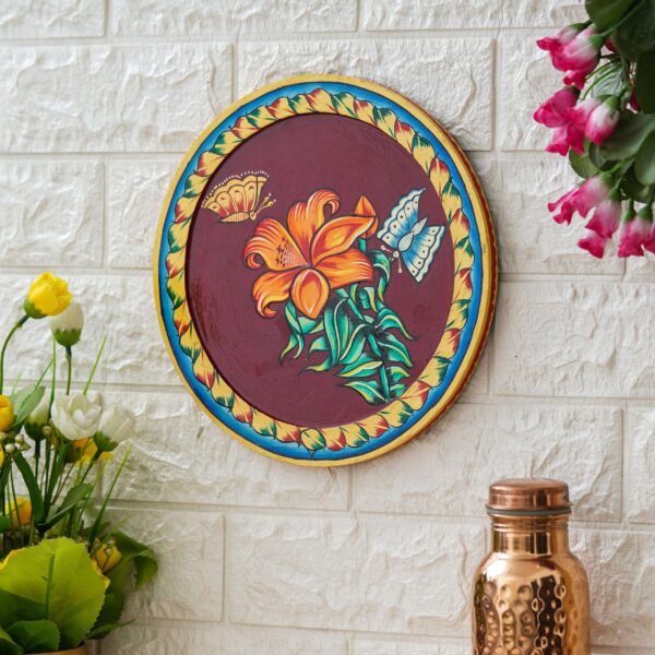 Handcrafted Pichwai Floral Wall Plate Pichwai Painting - Image 6