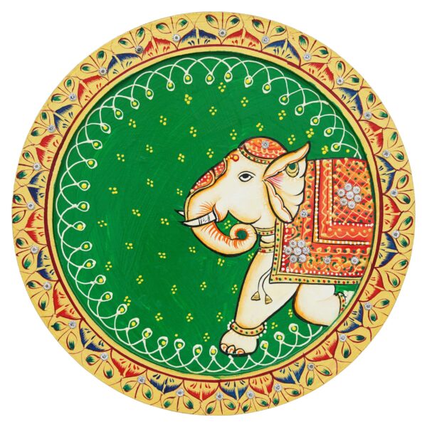 Hand-Painted Pichwai Wall Plate - Traditional Elephant Motif - Image 5