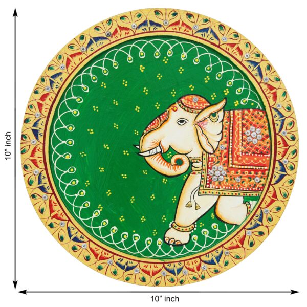 Hand-Painted Pichwai Wall Plate - Traditional Elephant Motif - Image 2